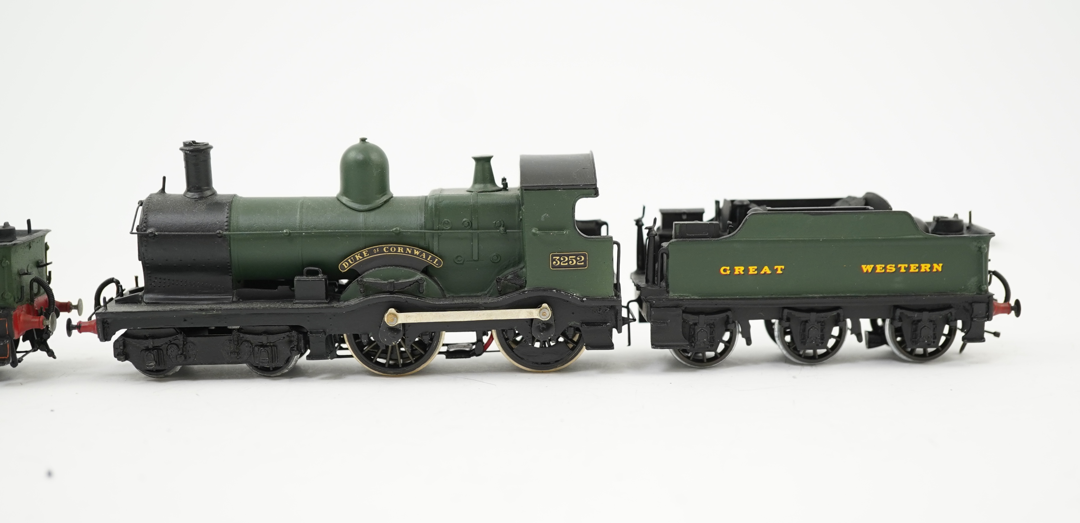 Two 00 gauge brass and white metal kit built Dean designed GWR tender locomotives; an Aberdare class 2-6-0, 2601, together with a Duke class 4-4-0, 3252, constructed, painted and lined to a high standard, both motored fo